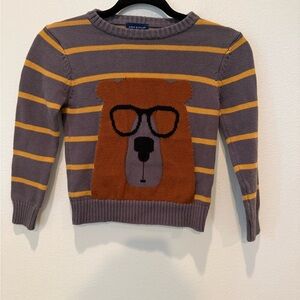 Andy & Evan Brown Sweater with Bear wearing glasses 6Y